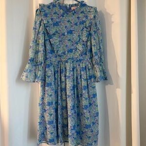 Ivy City Co Blue Floral Long Sleeve Dress